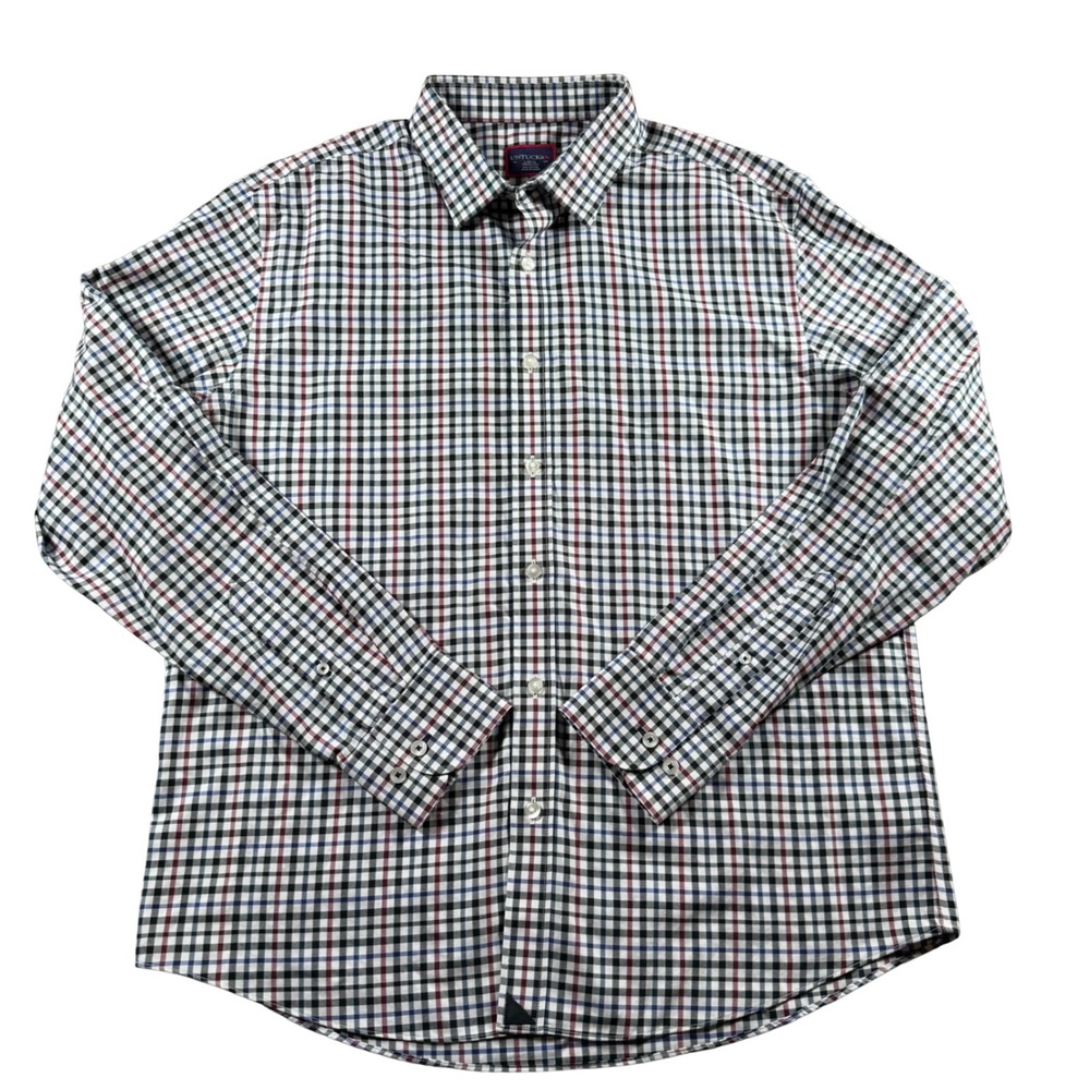 UNTUCKit Mens Large Wrinkle Free Check‎ Button Down Shirt Business casual preppy